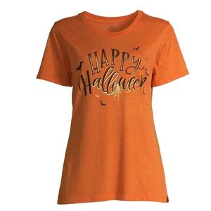 Happy Halloween T-Shirt Size XL Orange Short Sleeve Tee Halloween Costume Shirt